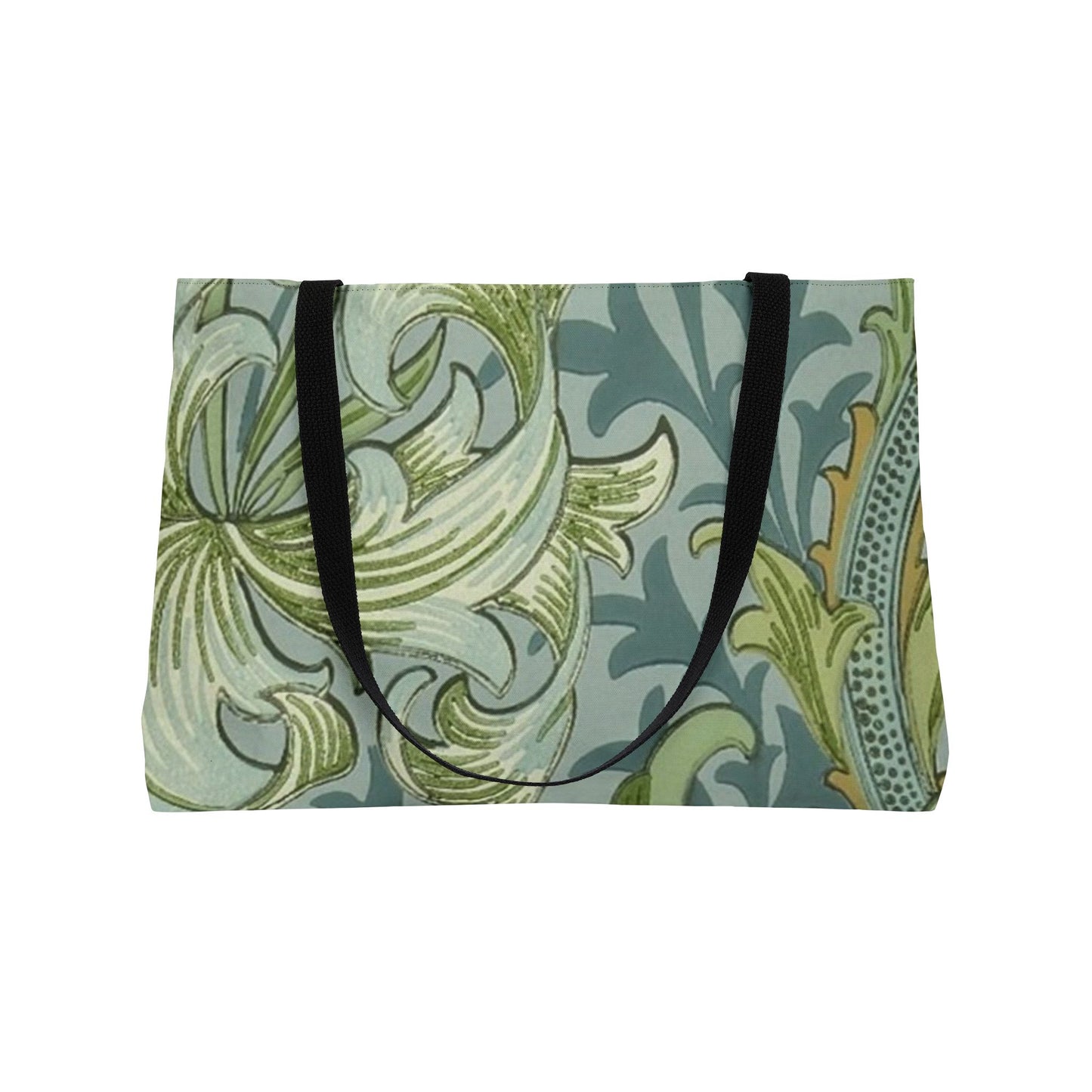 William Morris Floral Leaves Weekender Tote Bag Black Handle