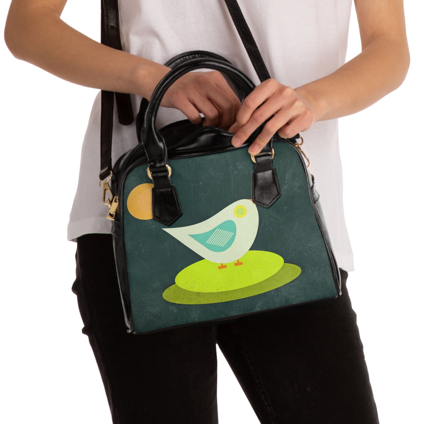 Blue Bird Shoulder Handbag