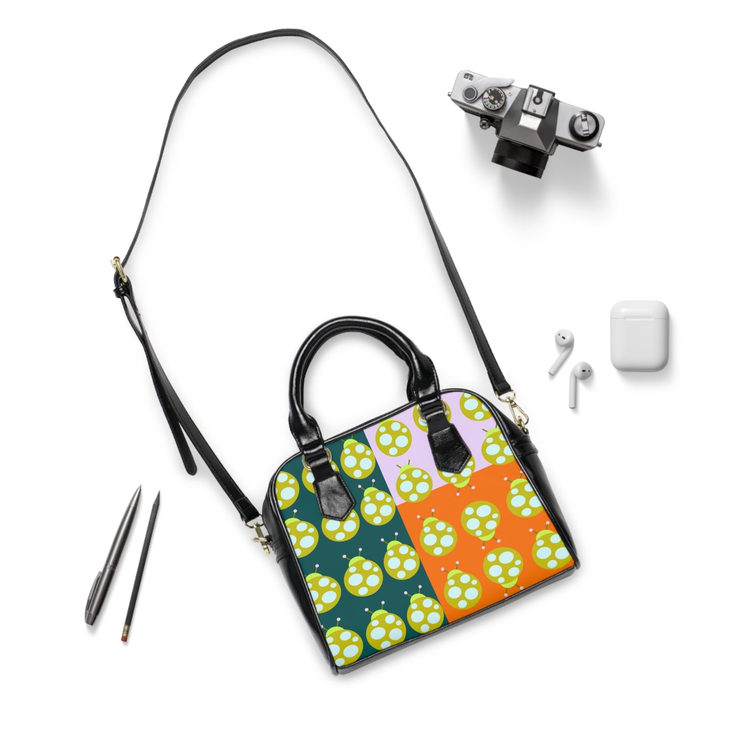 Tri-Color Ladybug Shoulder Handbag