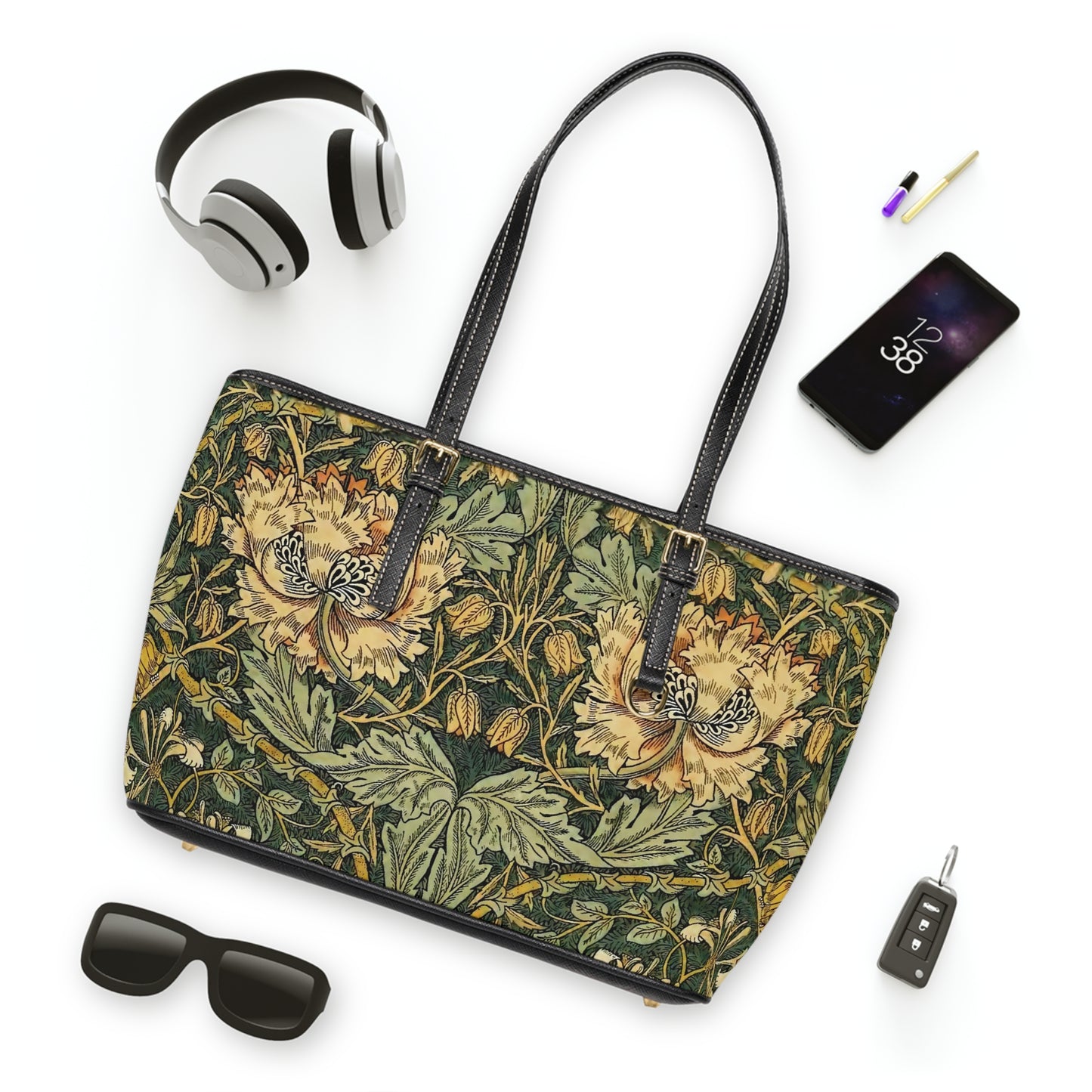 William Morris Dark Honeysuckle PU Leather Shoulder Bag