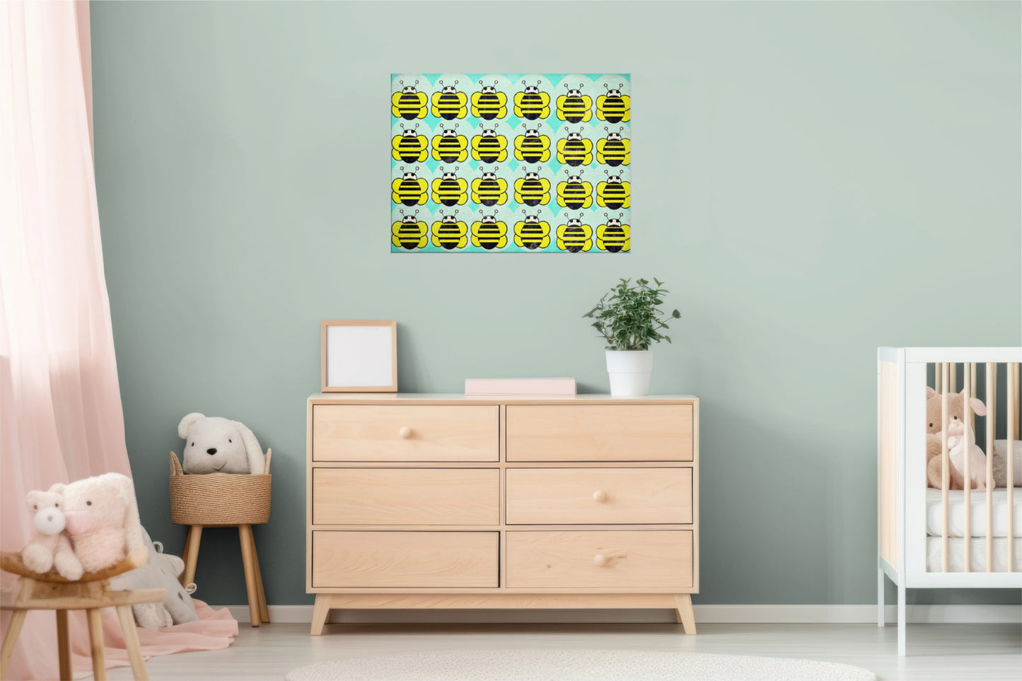 Buzzing Harmony Wrapped Canvas Wall Art Print