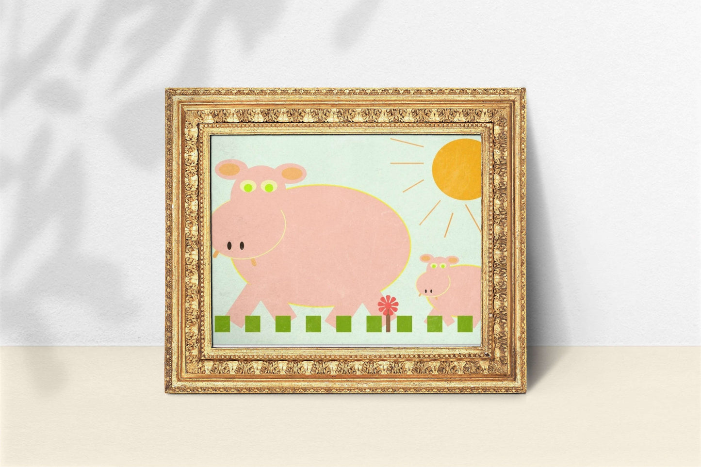 Hippos Semi-Glossy Paper Wall Art Print