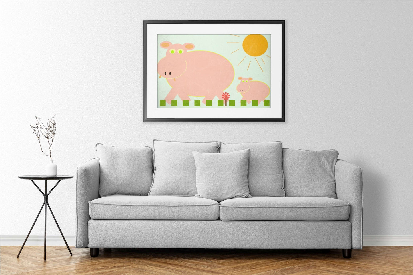 Hippos Semi-Glossy Paper Wall Art Print